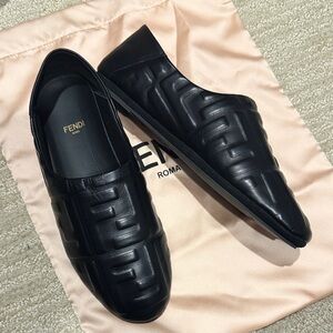 Fendi Black Embossed Women’s Loafers